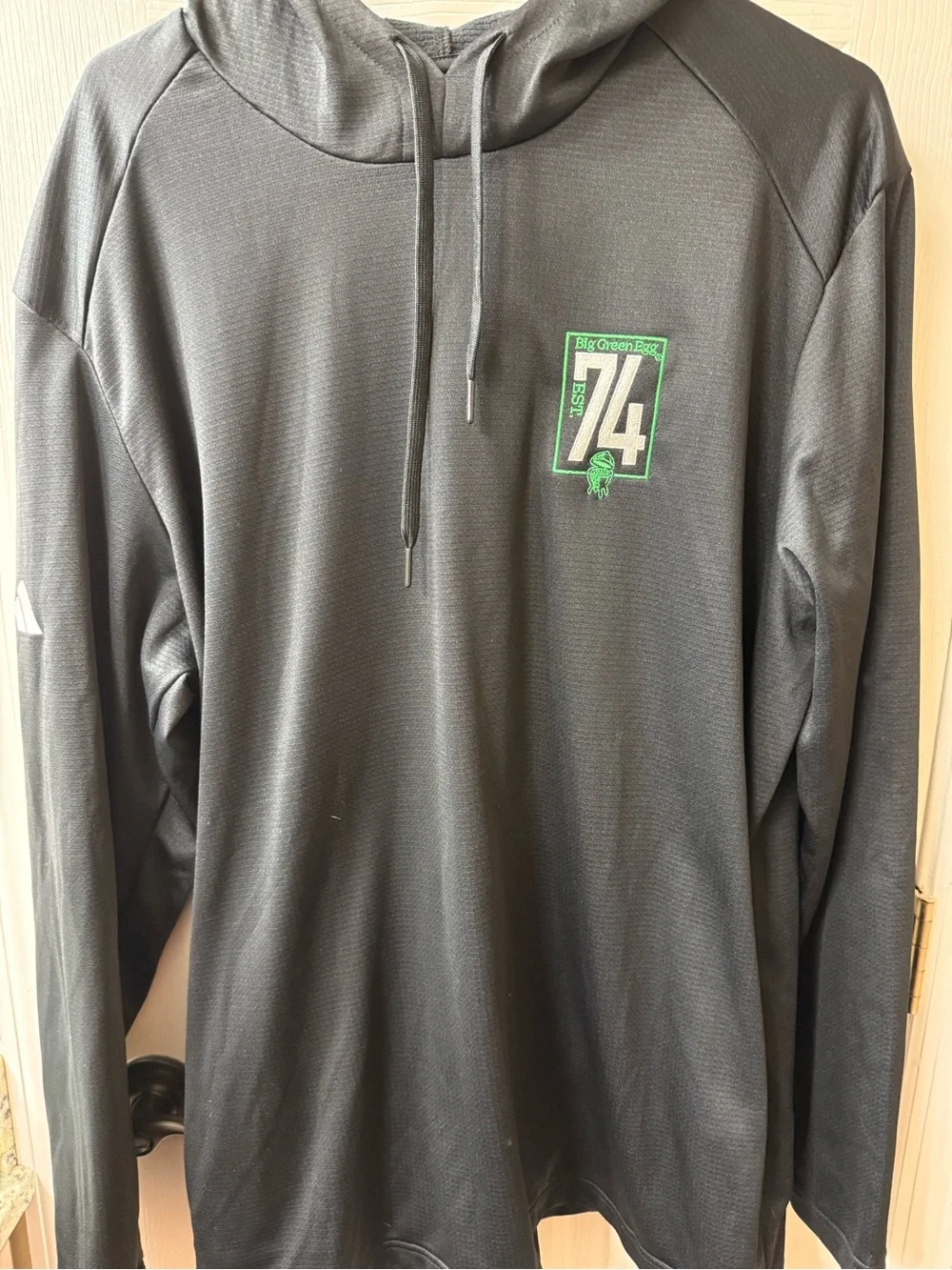 Big Green Egg adidas Black Hooded Sweatshirt with Drawstrings